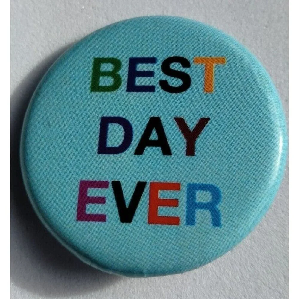 Best Day Ever Blue Pin Brooch Backpack Rainbow Letters